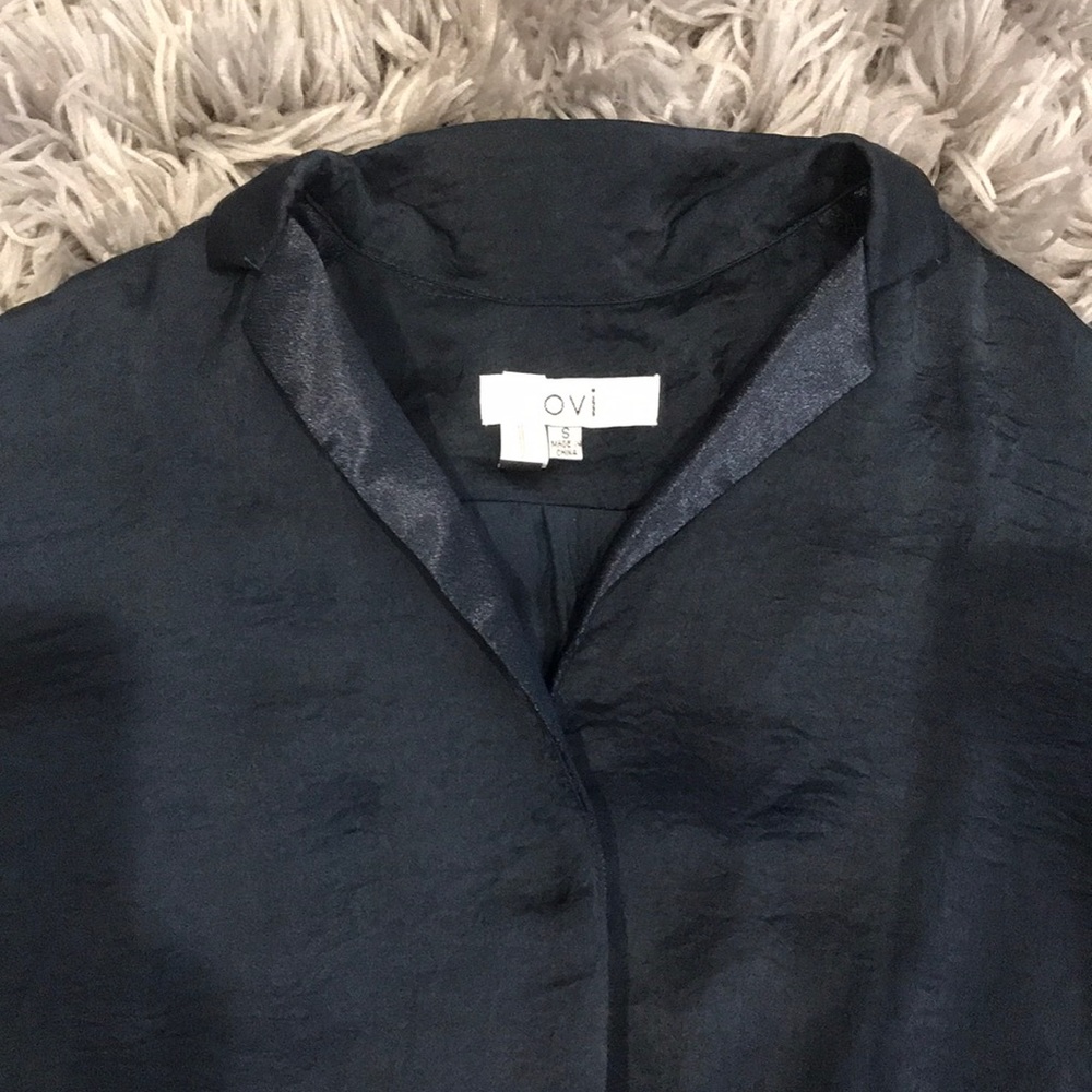 Boutique Ovi Navy silk like feel dress- Small - Picture 3 of 4